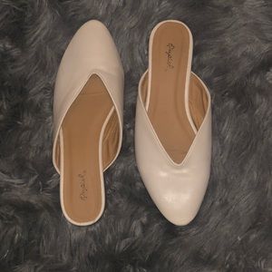 Women’s Qupid Pointy Cream Open Back Flats